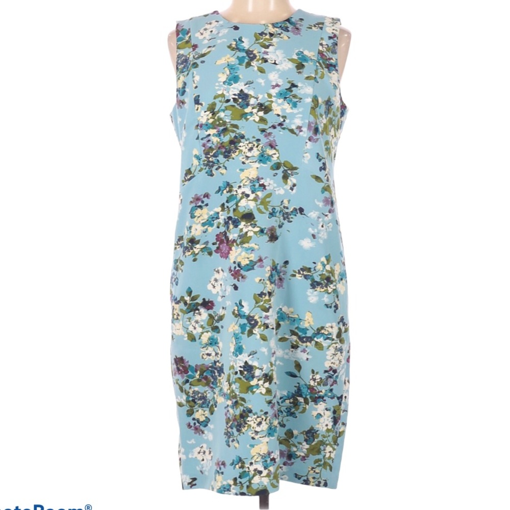 JJill Sleeveless Blue Floral Print Stretch Dress 4